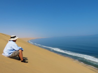 Kim's View from Namibia's coastal sand dunes at Sandwich Harbour