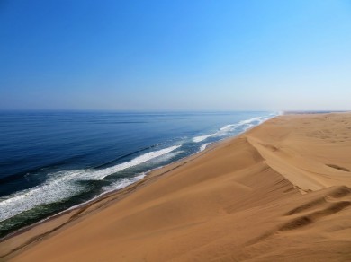 Kim's View from Namibia's coastal sand dunes at Sandwich Harbour