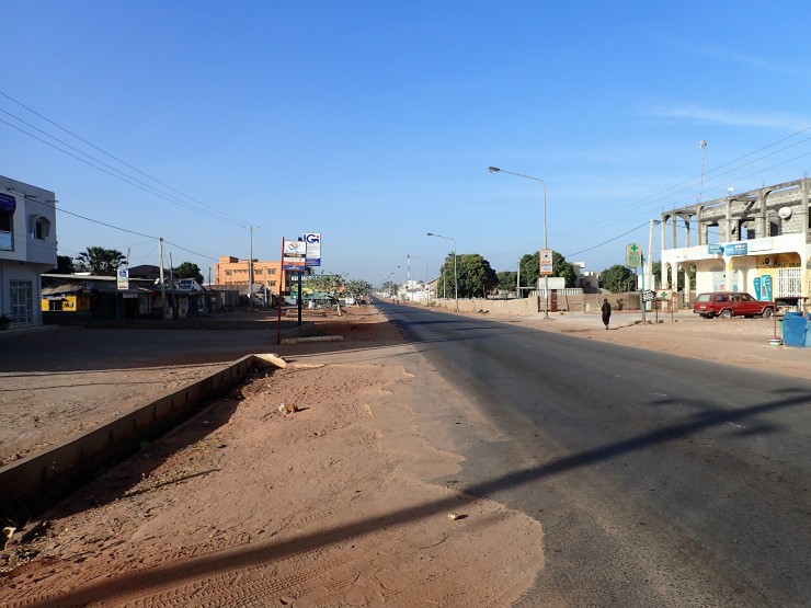 Deserted streets in Brusubi, Gambia during the state of emergency