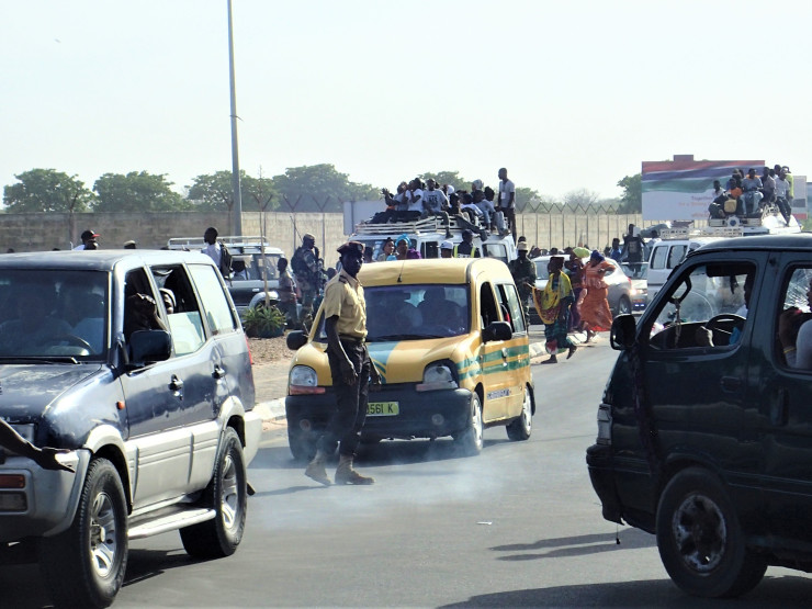 Gambians heading to the airport to greet their new president Adama Barrow