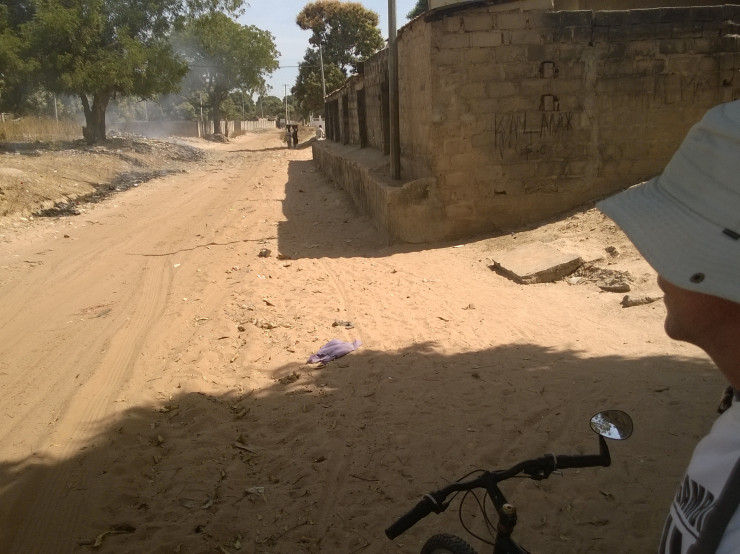 Wrong shortcut, sand is too deep to ride! Riding to Abuko Nature Preserve in Banjul, Gambia