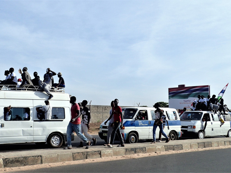 Gambians heading to the airport to greet their new president Adama Barrow