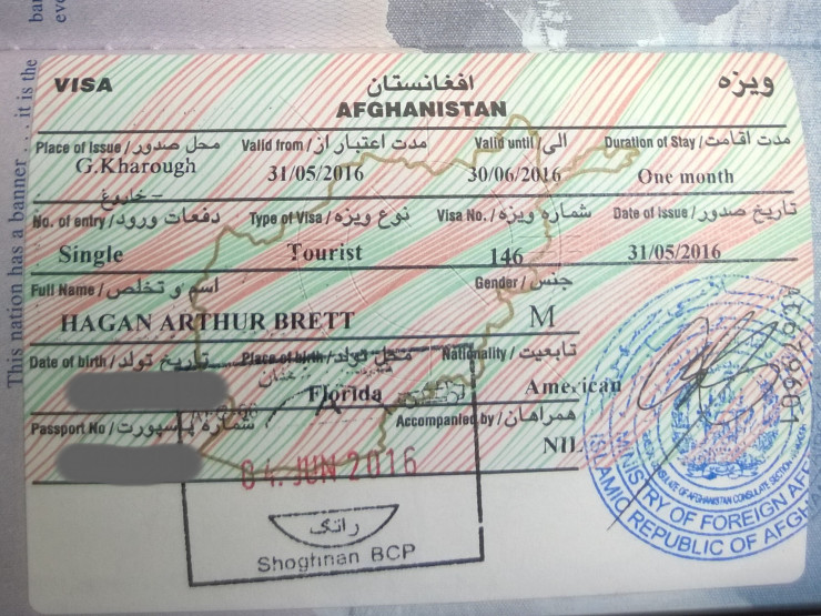 Hallelujah, Kim, my Afghanistan visa!